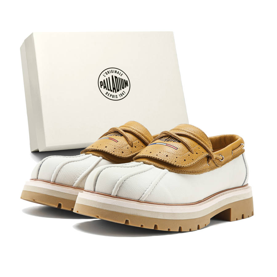 Palladium Loafers Unisex White/Yellow Brown