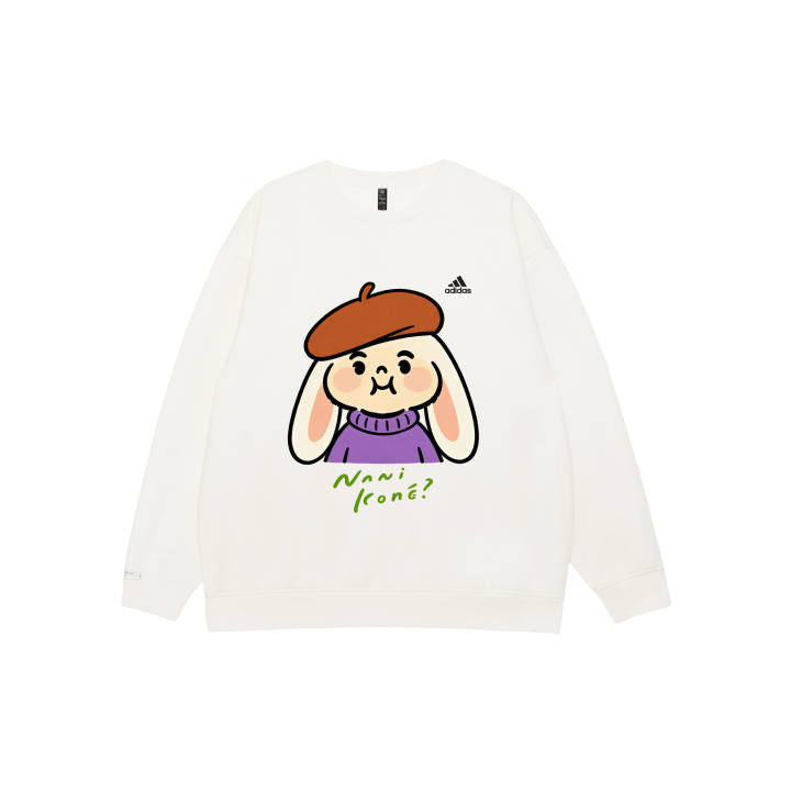 Adidas Adidas LABEL Sweatshirts Unisex White Crew Neck Moderate Regular