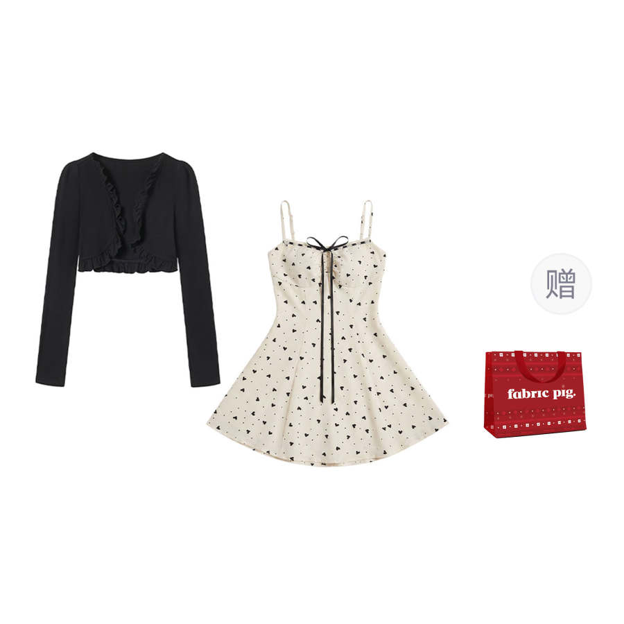 FABRIC PIG Two Piece Skirt Sets Women's V Neck Thin Short