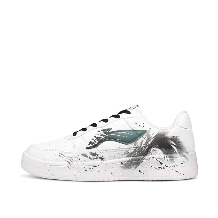 Li-Ning Li Ning Floating Boat Light Ink Feather Slip Resistant Abrasion Resistant Low top Skateboard Shoes Men's Green White