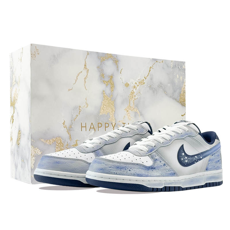 Nike Nike Big Starfall Coast Slip Resistant Cushioning Abrasion Resistant Low top Skateboard Shoes Men's White Blue