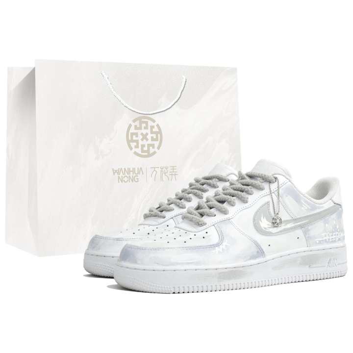 Nike Nike Air Force 1 Kaleidoscope House, Gray House, Shopping Bag Abrasion Resistant Low top Skateboard Shoes Unisex