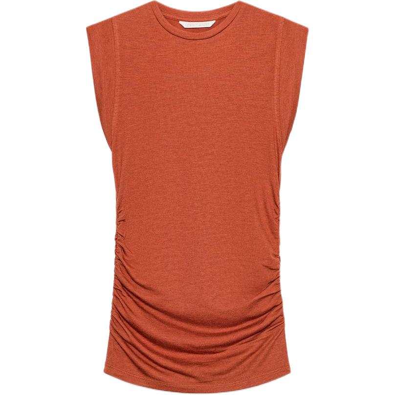 ZARA Tank Tops Women's Dark Orange Crew Neck Straight Fit