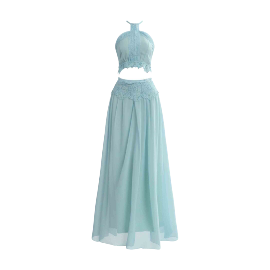MTHE Two Piece Skirt Sets Women's Crew Neck Thin Long
