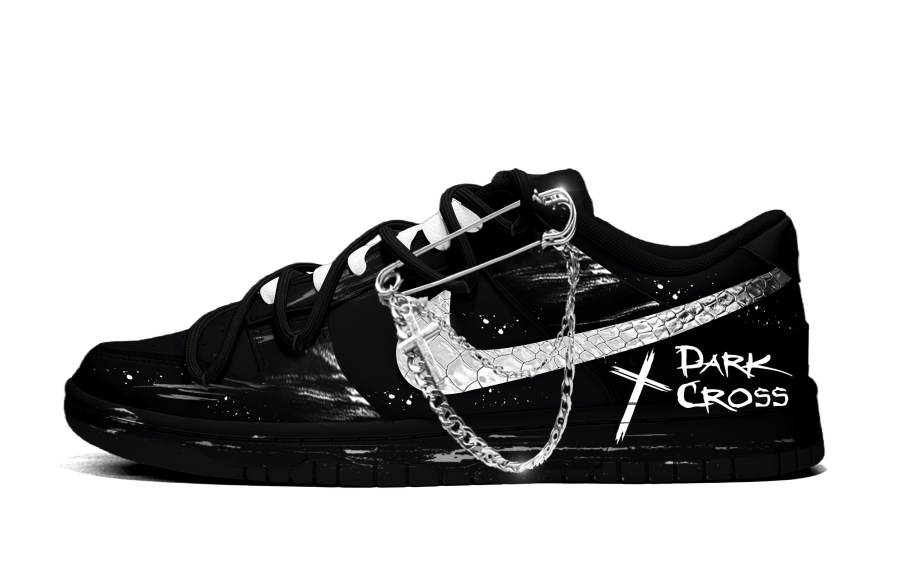 Nike Nike Dunk White Dragon's Chant Slip Resistant Low top Skateboard Shoes Men's Black White