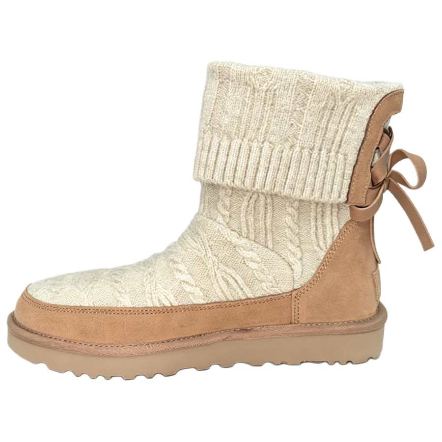 UGG CLASSIC MINI CABELLE KNIT Short Mid Calf Snow Boots Women's Brown