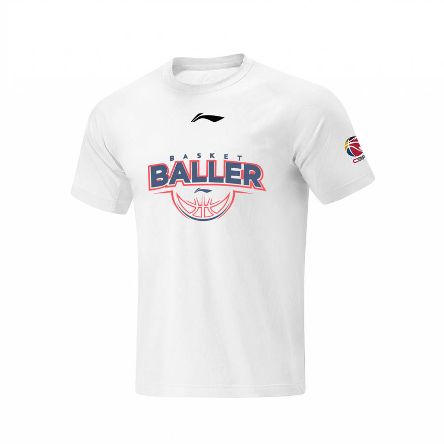 Li-Ning Li Ning T Shirts Unisex White Crew Neck