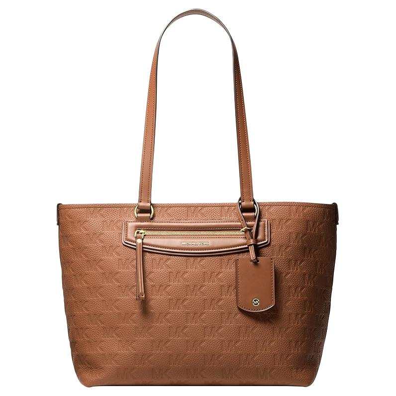 MICHAEL KORS Jet Set Travel Brand Logo Cow Leather Tote Bag, Shoulder Bag Medium Women's Brown