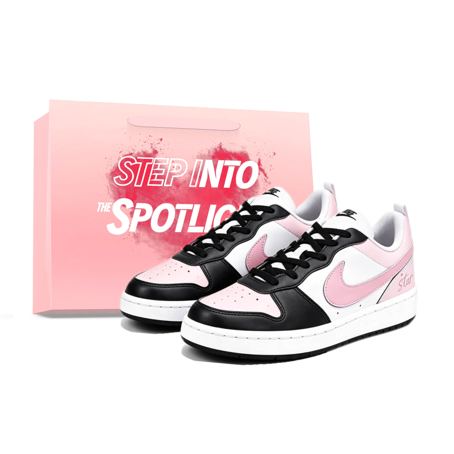 Nike Nike Court Borough Abrasion Resistant Low top Kids' Skateboarding Shoes Black Pink Unisex