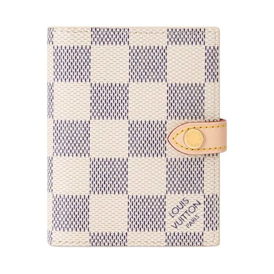 LOUIS VUITTON Damier Azur Canvas Card Holder Women's Beige & Light Purple