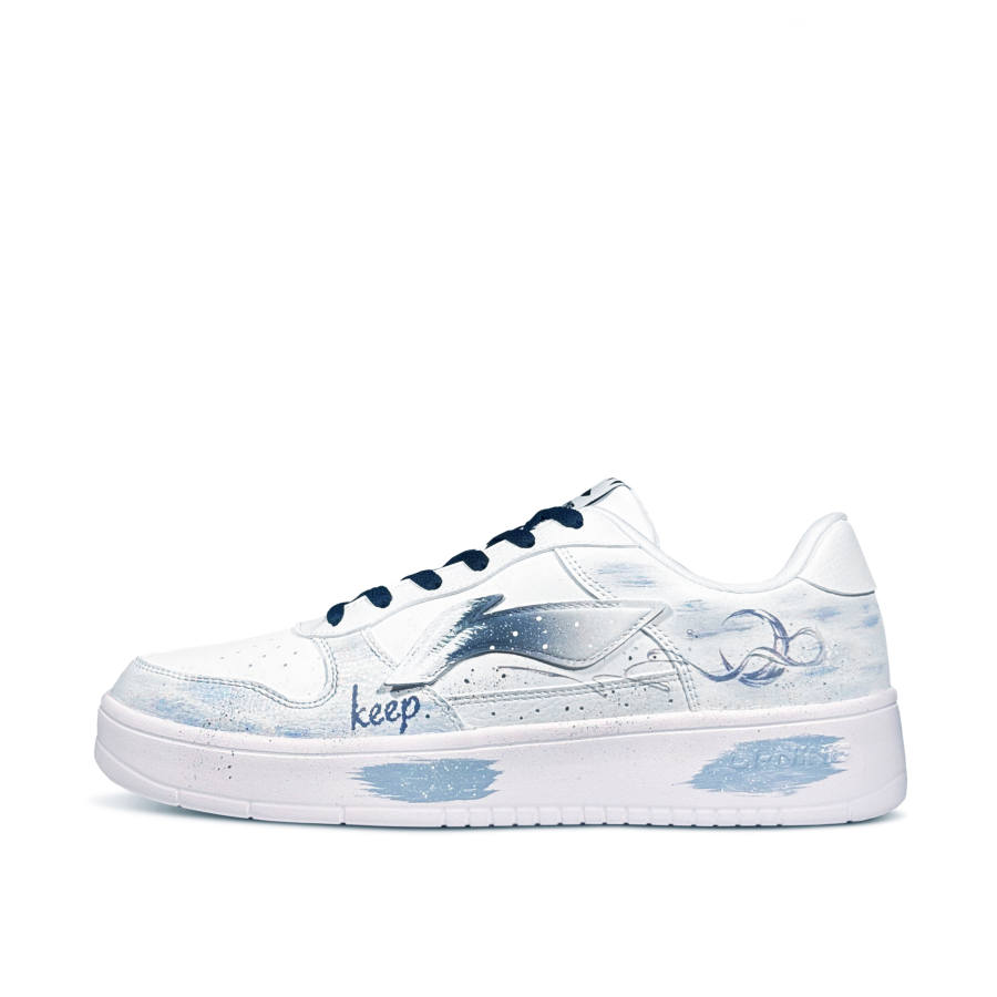 Li-Ning Li Ning Floating Boat Mirror Flower Aqua Moon Slip Resistant Cushioning Abrasion Resistant Low top Skateboard Shoes