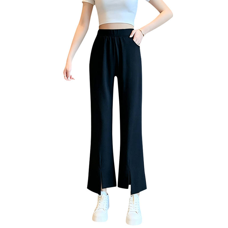 MIIOW Casual Pants Women's Black Thin Flared Pants