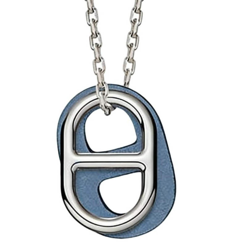 HERMES HERMES O'Maillon Alloy Necklaces Women's Silver/blue