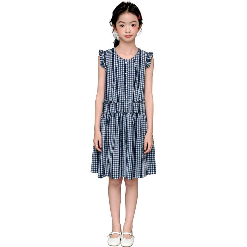 YALU Grade School Dresses Crew Neck Thin Mid Length Stretch