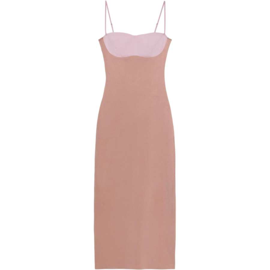 ZARA Slip Dresses Women's Light Pink Camisole Moderate Long Skirt
