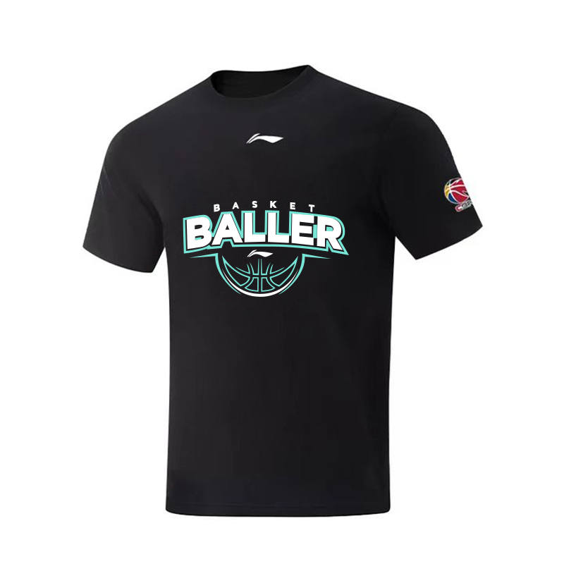 Li-Ning Li Ning T Shirts Unisex Black Crew Neck