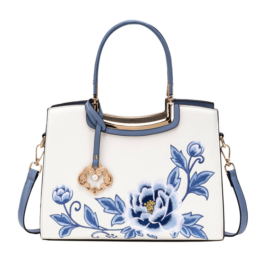 PAYOT PAYOT Synthetic Leather Handbag Regular Women's Blue White