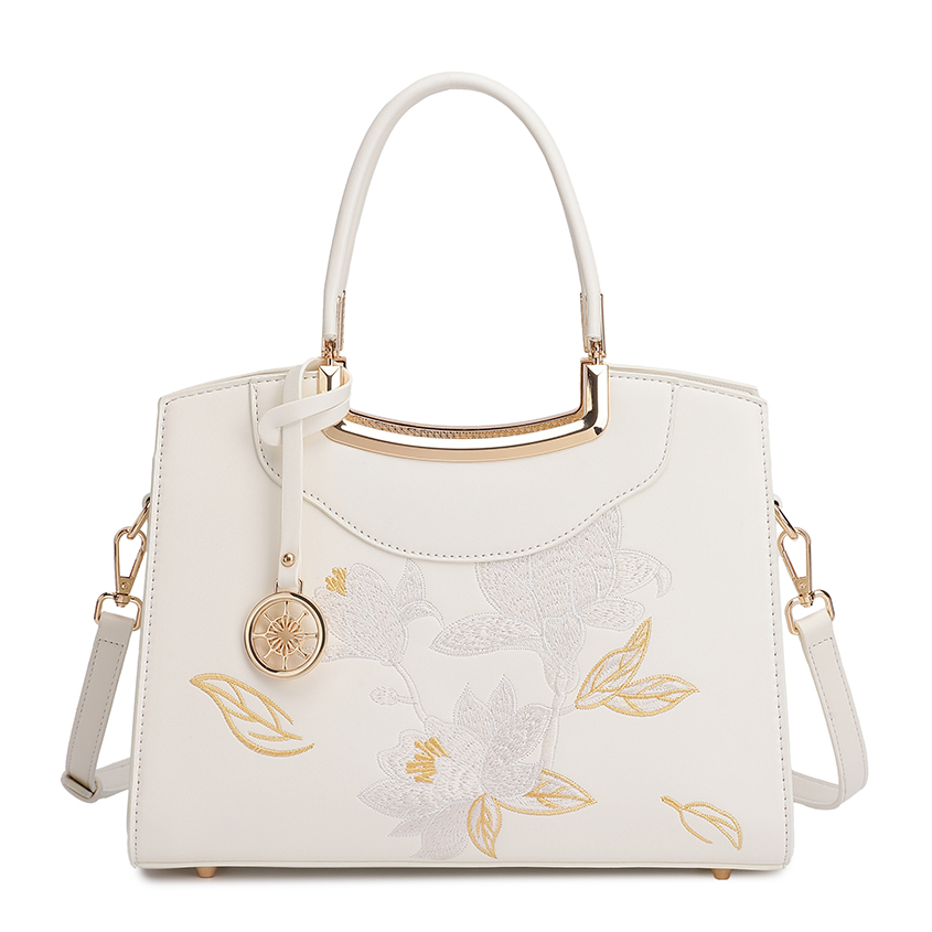 PAYOT PAYOT Synthetic Leather Handbag Regular Women's Ecru