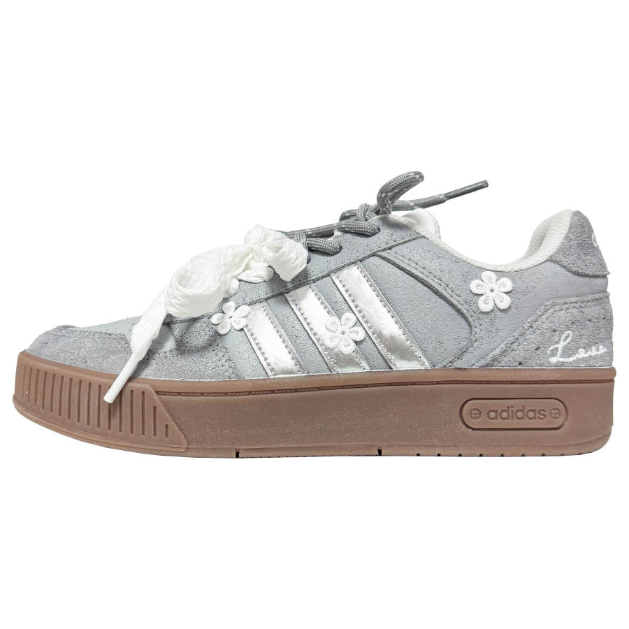 Adidas Adidas D PAD Galaxy Floral Language Abrasion Resistant Low top Skateboard Shoes Unisex Gray Silver
