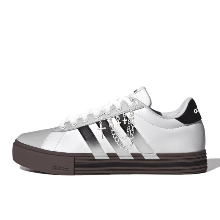 Adidas Adidas Daily 4.0 Silver Plain Sole Low top Skateboard Shoes Unisex Black White