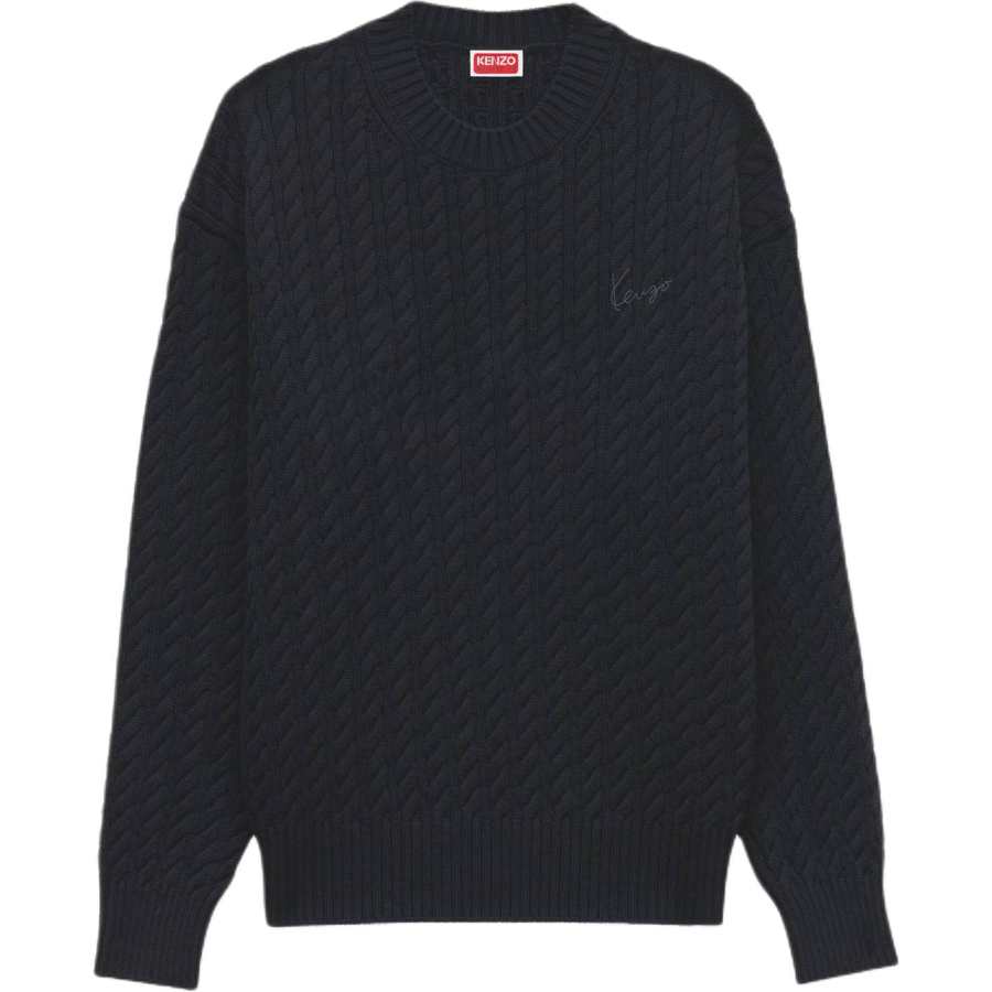 KENZO Sweaters Men's Black Crew Neck Moderate Straight Fit