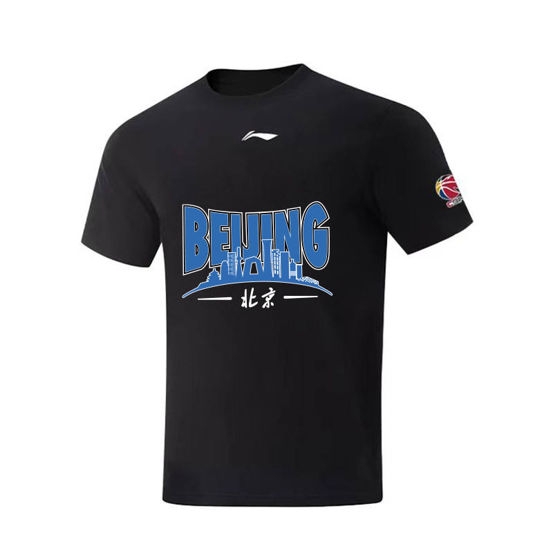 Li-Ning Li Ning T Shirts Unisex Black Crew Neck