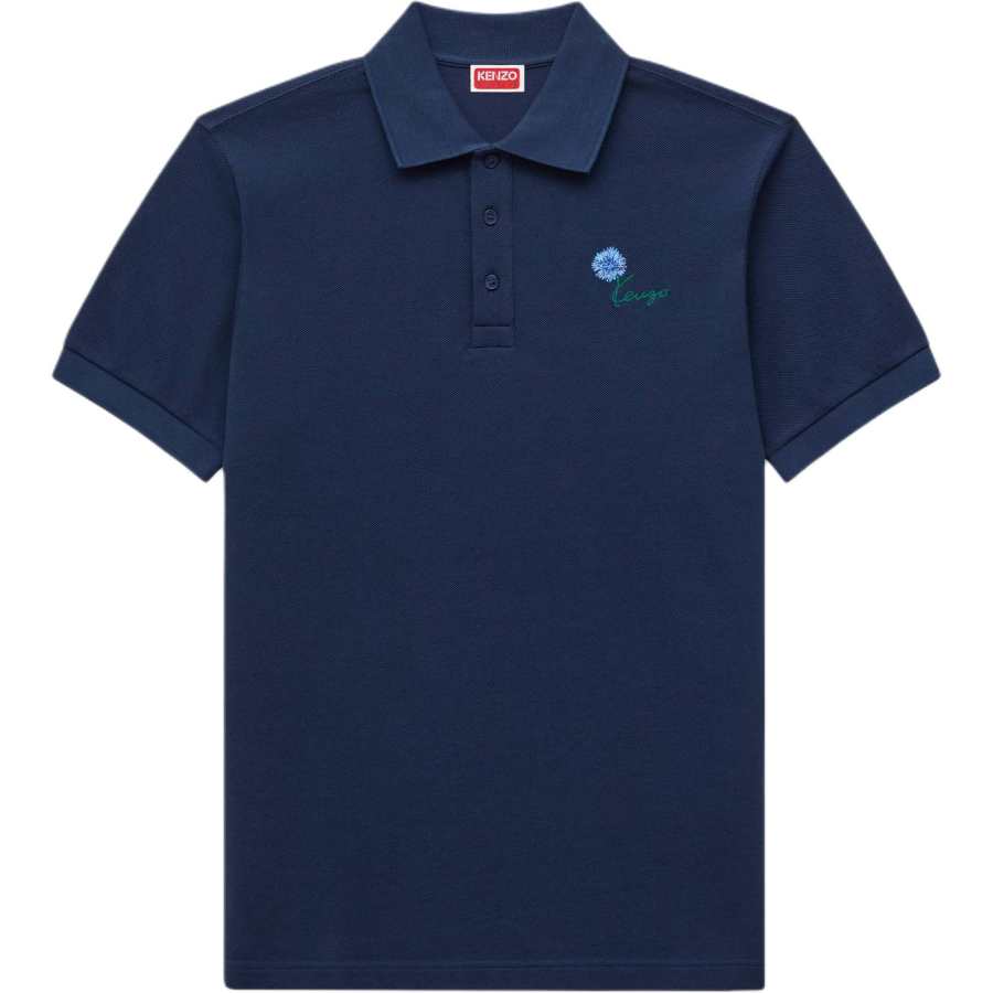 KENZO Polo Shirts Men's Blue Black Polo Collar Moderate Straight Fit