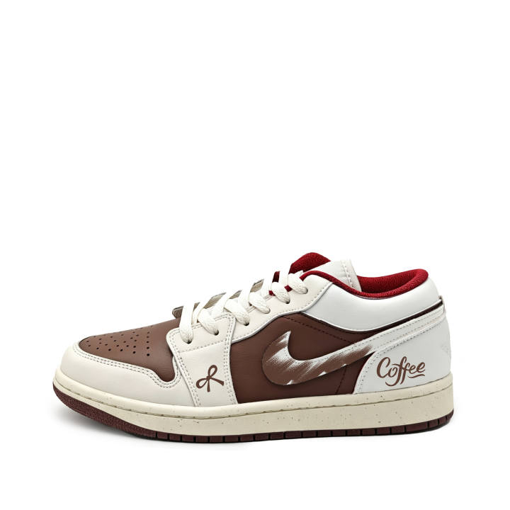 Jordan Jordan Air Jordan 1 Mocha Mousse Leather Slip Resistant, Abrasion Resistant, Breathable Low top