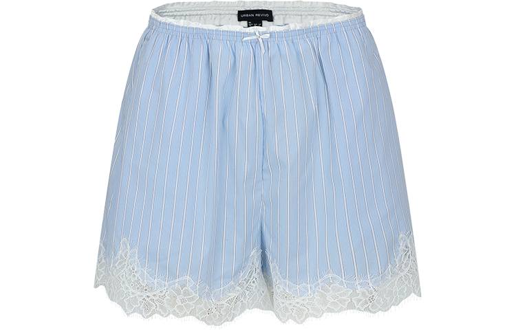 URBAN REVIVO Casual Shorts Women's Blue Stripes