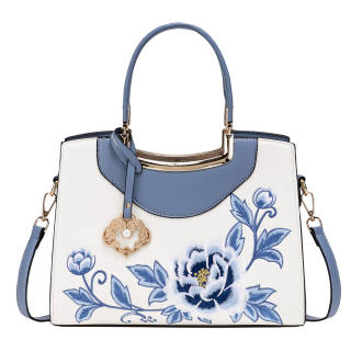 PAYOT Synthetic Leather Handbag Regular Women's Blue White