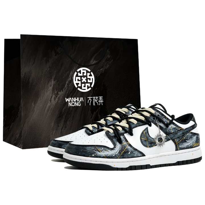 Nike Nike Dunk Kaleidoscope, Angel, Shopping Bag Abrasion Resistant Low top Skateboard Shoes Men's Black White Gold