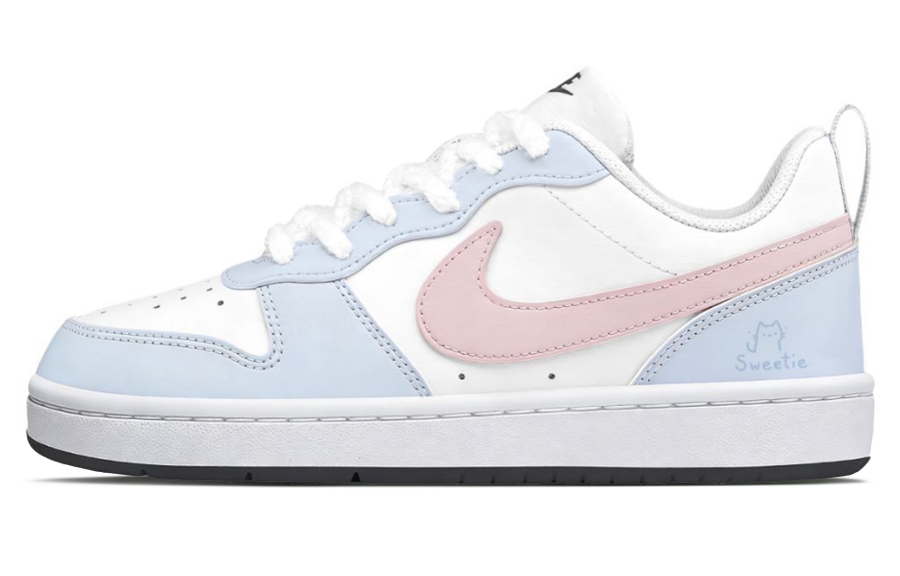Nike Nike Court Borough Sweet Cat Ice Blue Abrasion Resistant Low top Kids' Skateboarding Shoes Blue Pink Unisex
