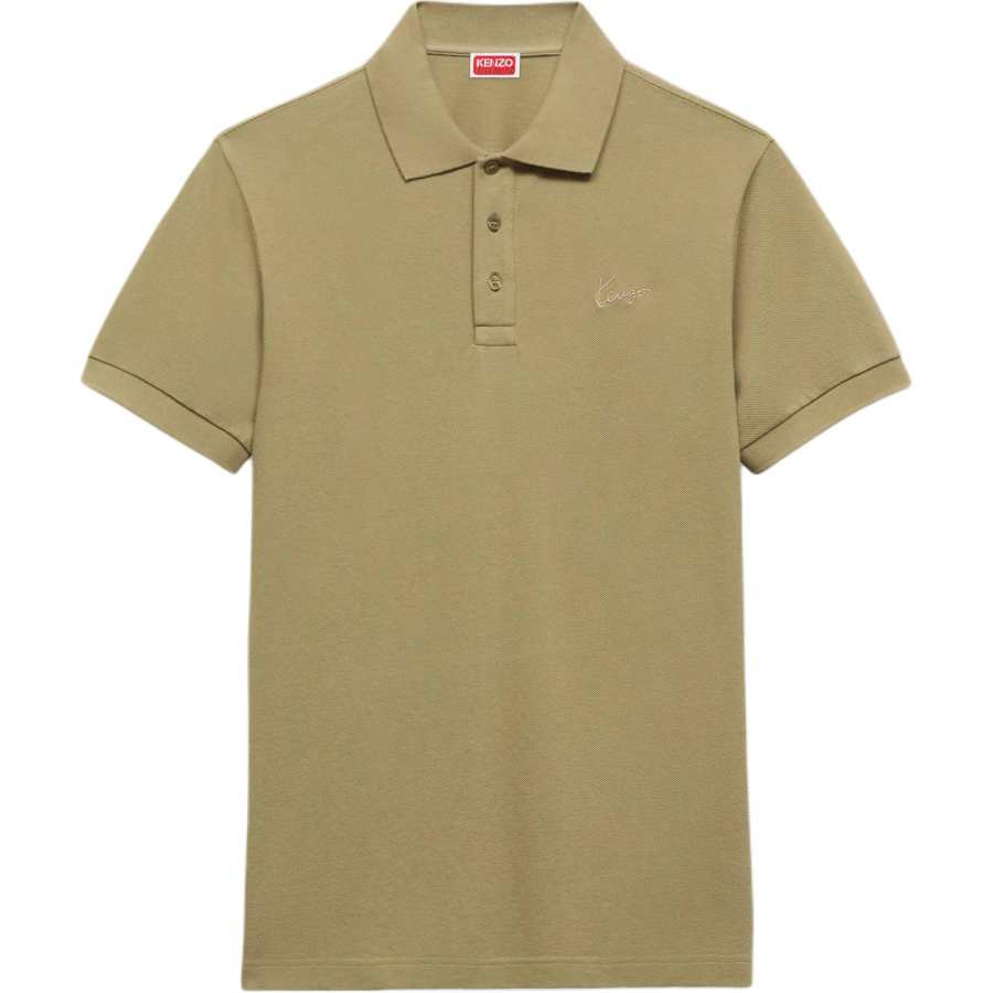 KENZO Polo Shirts Men's Khaki Polo Collar Moderate Straight Fit