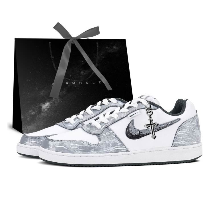 Nike Nike EBERNON Ink Mountains And Rivers Synthetic Leather, Leather Coverage Slip Resistant Cushioning Abrasion Resistant