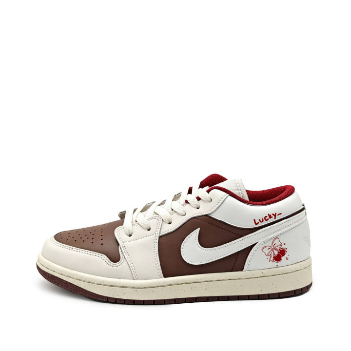Jordan Jordan Air Jordan 1 Lucky Cherry Leather Cushioning Abrasion Resistant Breathable Support Low top