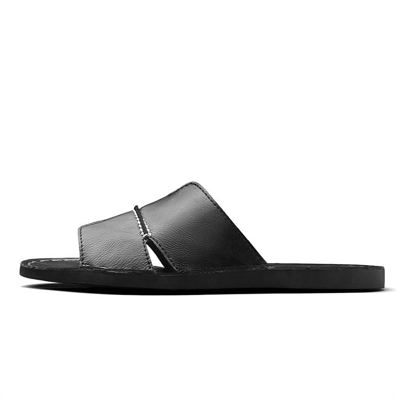 YALU Rubber Stitching Leather Patchwork Slip Resistant Men's Slide Slippers Men's