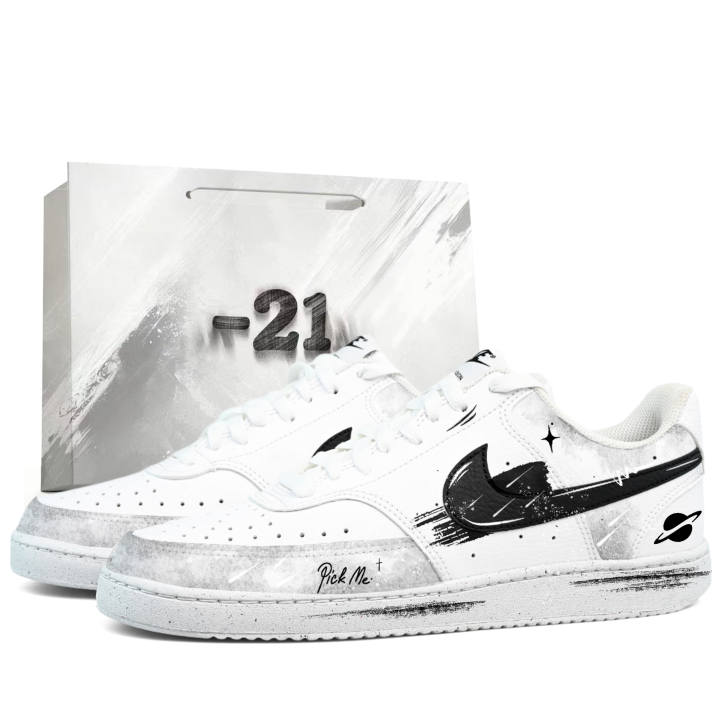 Nike Nike Court Vision 1 Low top Skateboard Shoes Men's White Black