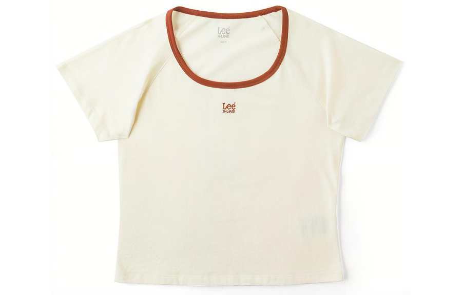 Lee T Shirts Women's Ecru Square Collar Moderate Straight Fit