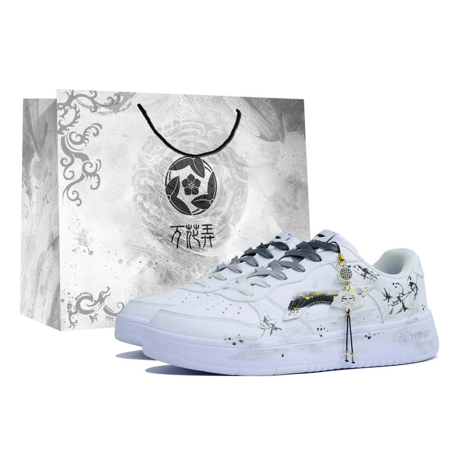 Li-Ning Li Ning Floating Boat Synthetic Leather Low top Skateboard Shoes Men's Black White
