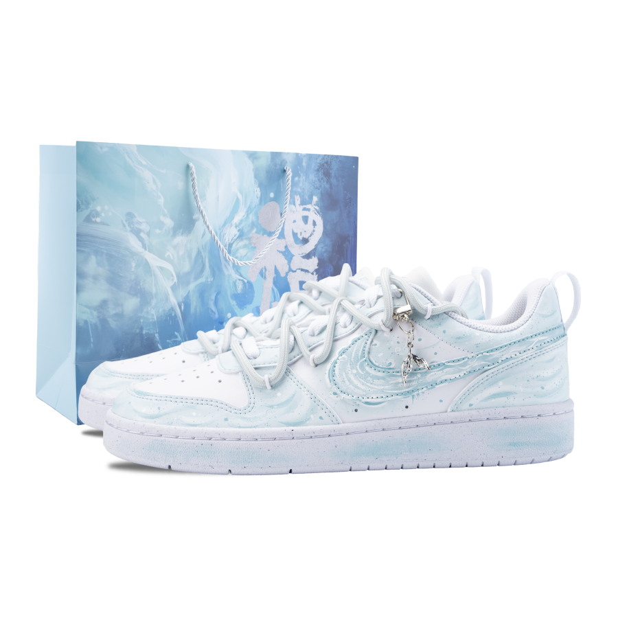 Nike Nike Court Borough Ripple Clear Dream Slip Resistant Abrasion Resistant Low top Kids' Skateboarding Shoes White Blue