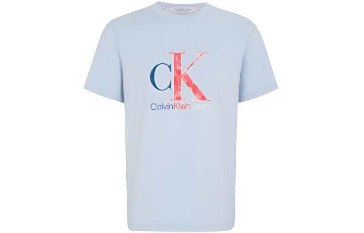 Calvin Klein T Shirts Unisex Blue Crew Neck Moderate Straight Fit
