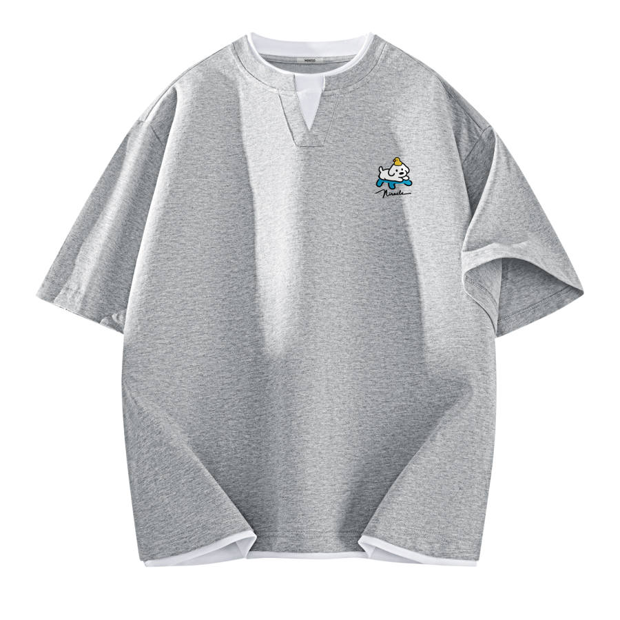 MINISO T Shirts Unisex Crew Neck Moderate Mock Two Piece