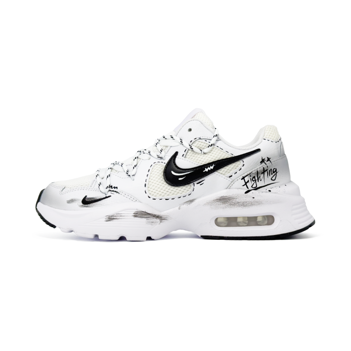 Nike Nike Air Max Fusion Cushioning Abrasion Resistant Lightweight Low top Running Shoes Men's Black White