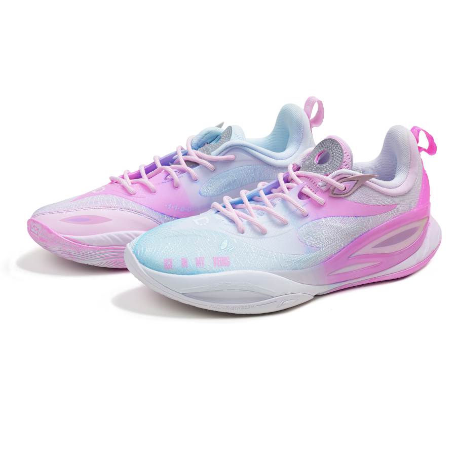 Li-Ning Li Ning DLO2 Cushioning Rebound Grip Low top Basketball Shoes Men's Blue Pink Mismatched