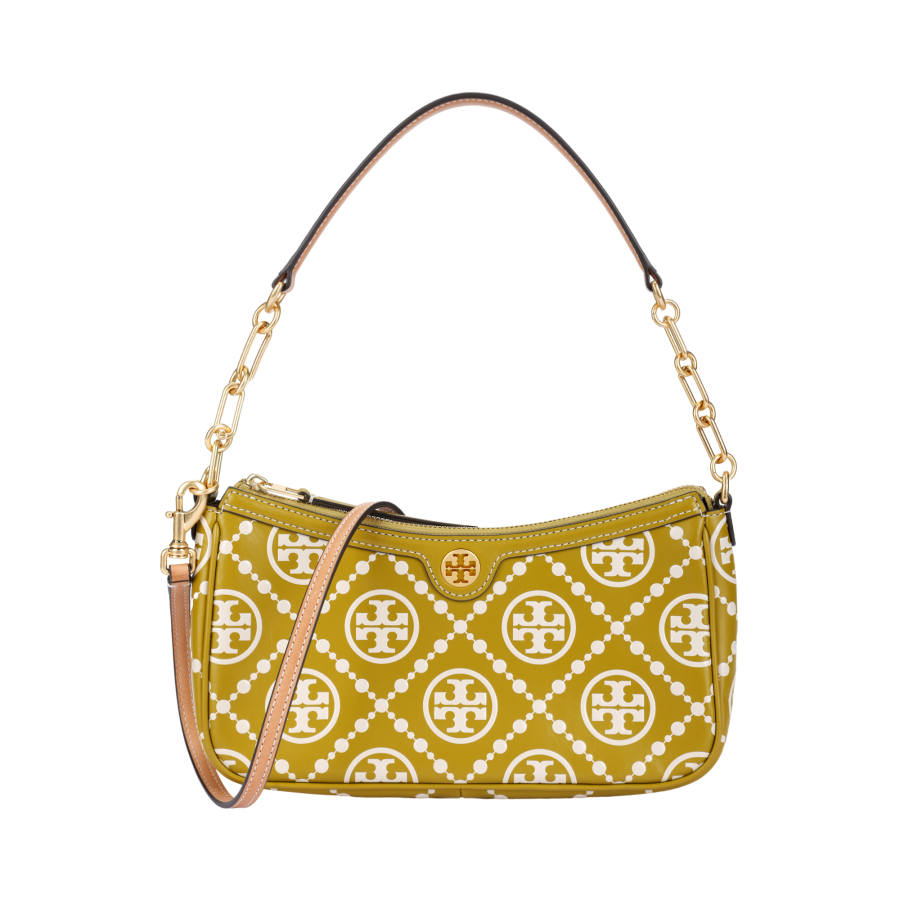TORY BURCH T Monogram Cow Leather, Leather Shoulder Bag Women's Palm Yellow