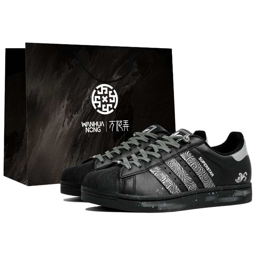 Adidas Originals Superstar 2 Wan Hua Nong, Silver Thread, Shopping Bag Abrasion Resistant Low top Skateboard Shoes