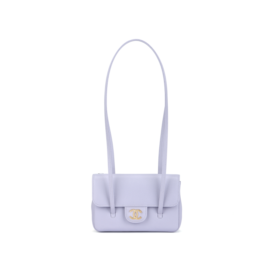 CHANEL Calfskin Shoulder Bag Women's Purple