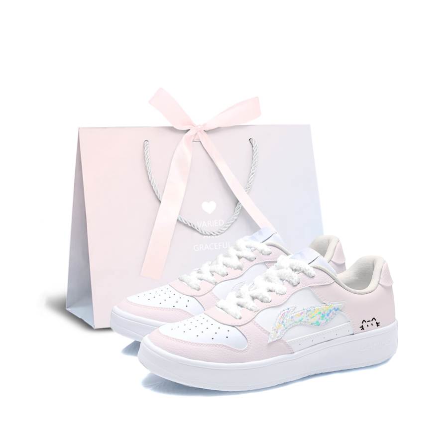 Li-Ning Li Ning Floating Boat Synthetic Leather Abrasion Resistant Cushioning Slip Resistant Low top Skateboard Shoes Women's