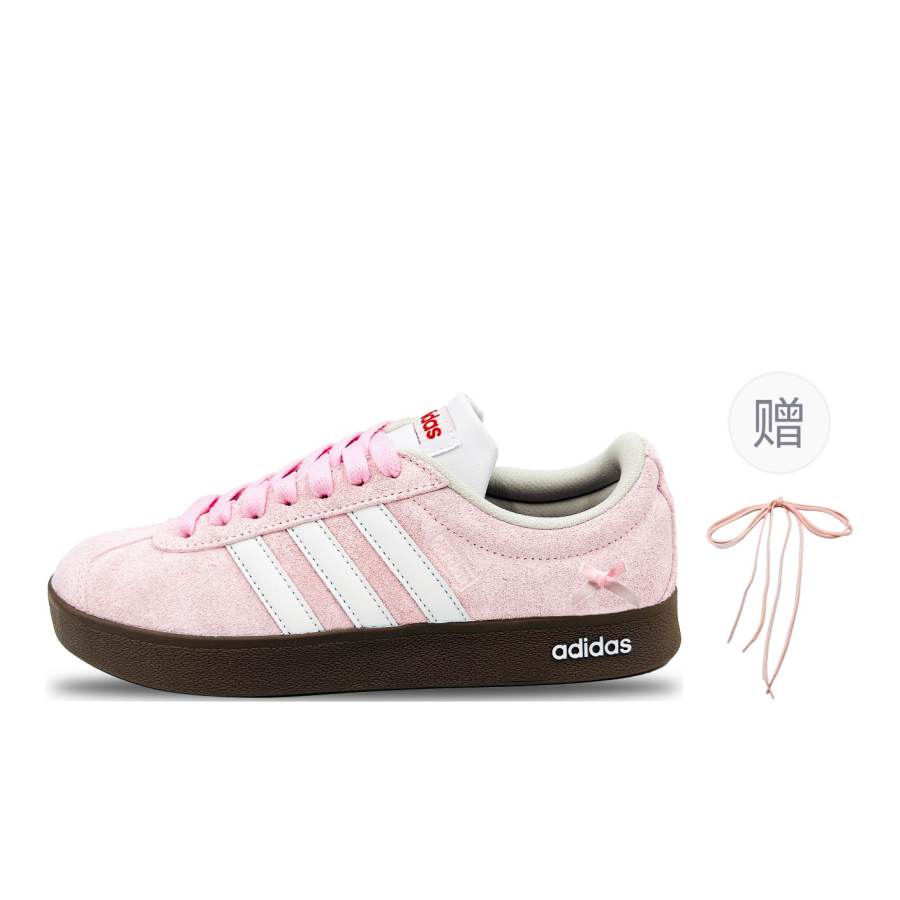 Adidas Adidas VL COURT 2.0 YIMING Manufacturing, Cherry Blossom Wilderness Low top Skateboard Shoes Unisex Pink White