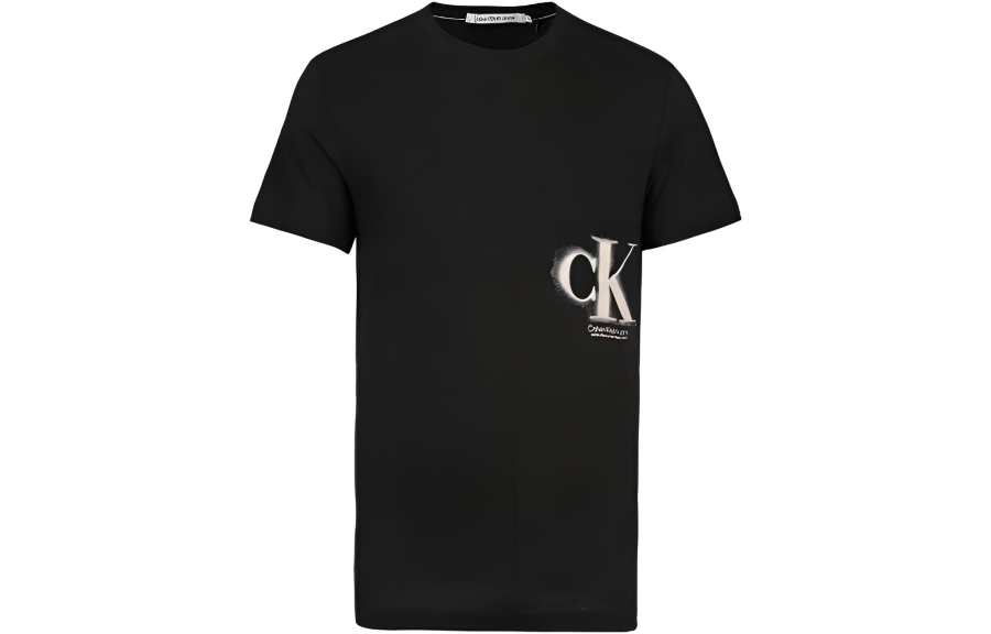 Calvin Klein T Shirts Men's Black Crew Neck Moderate Straight Fit